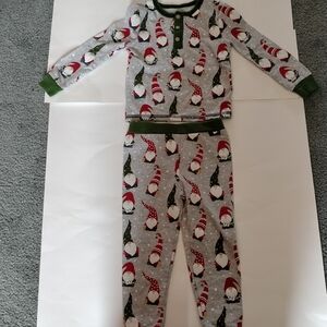 Mud Pie Gnome Print Pajama Set - Gray, Red, and Green